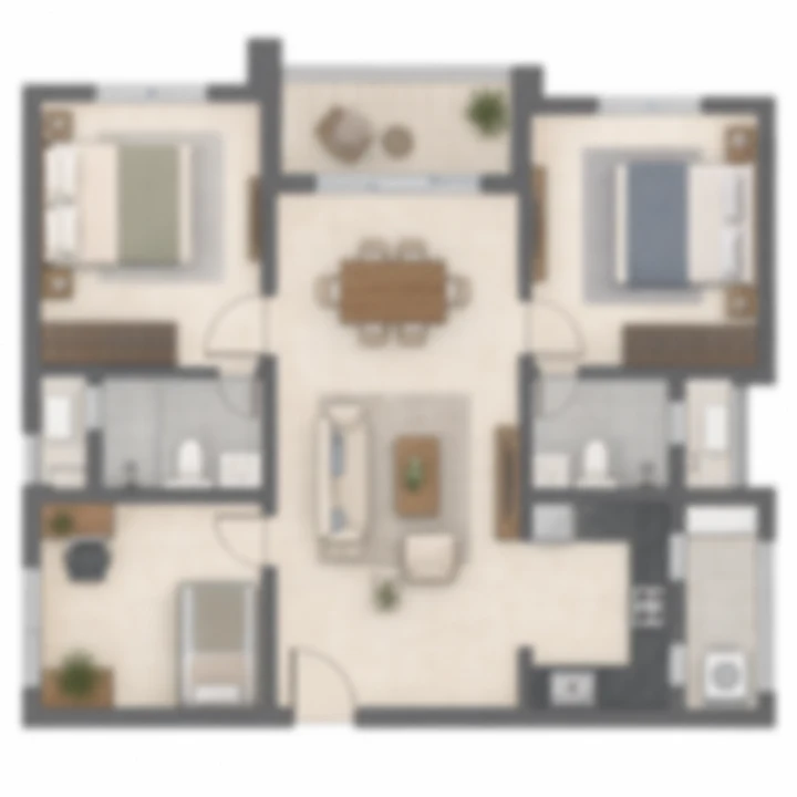 Aparna Sarjapur Road indicative apartment layout C, blurred artist's impression