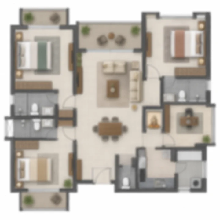 Aparna Sarjapur Road indicative apartment layout F, blurred artist's impression